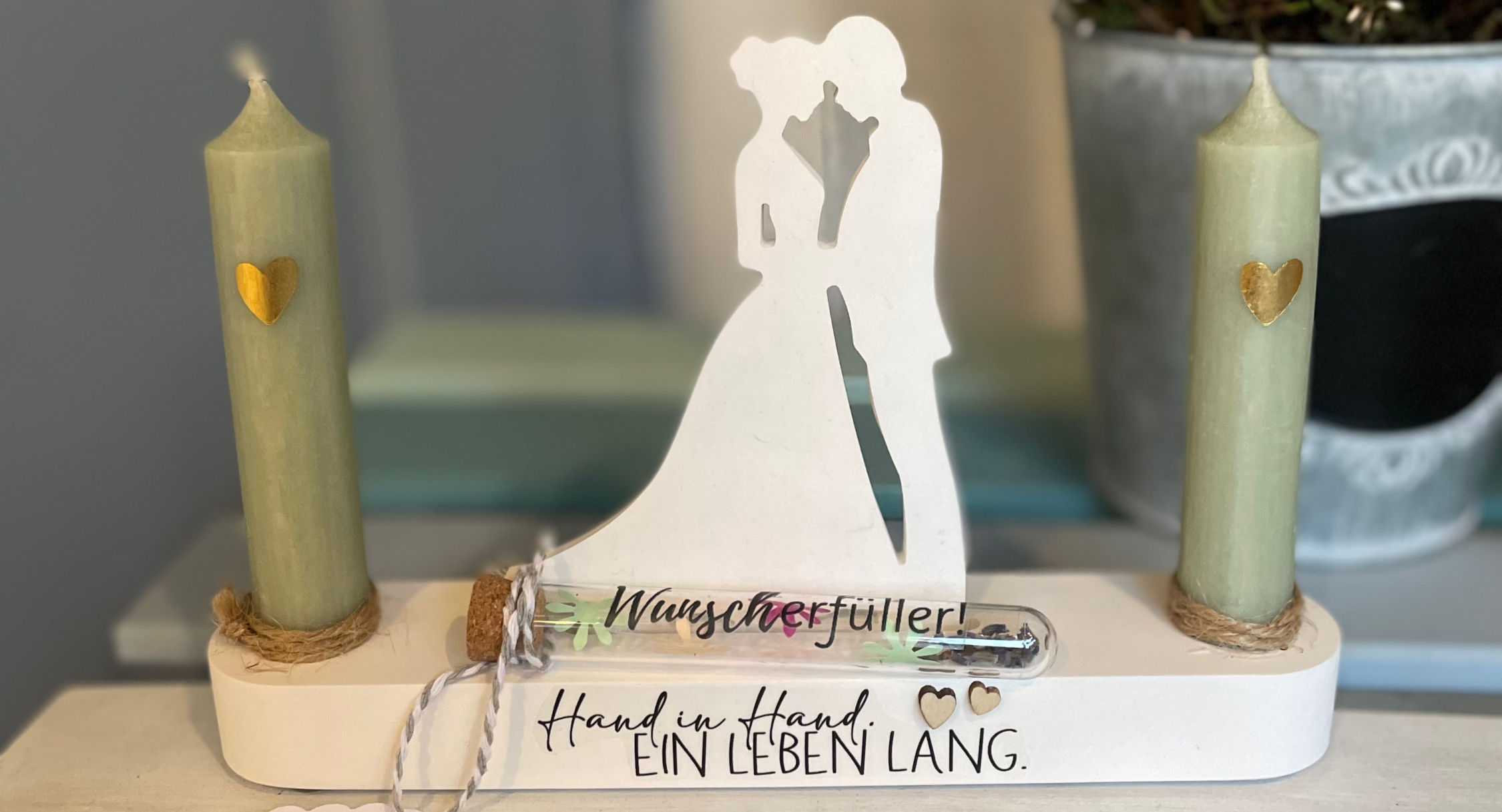 Hochzeitspaar mit Kerzen inkl. "Wunscherfüller"