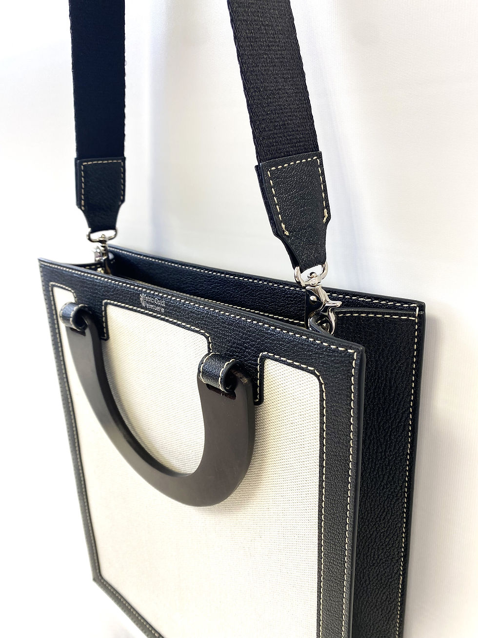 Miniatura: TOTE BAG CANVAS, PELLE e MANICI IN LEGNO