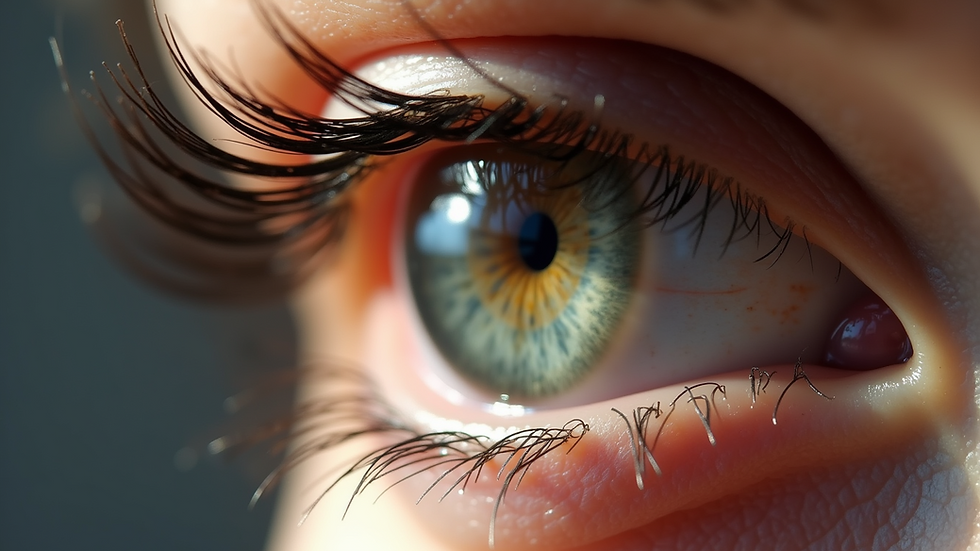 Close-up view of a beautiful eye with long eyelashes