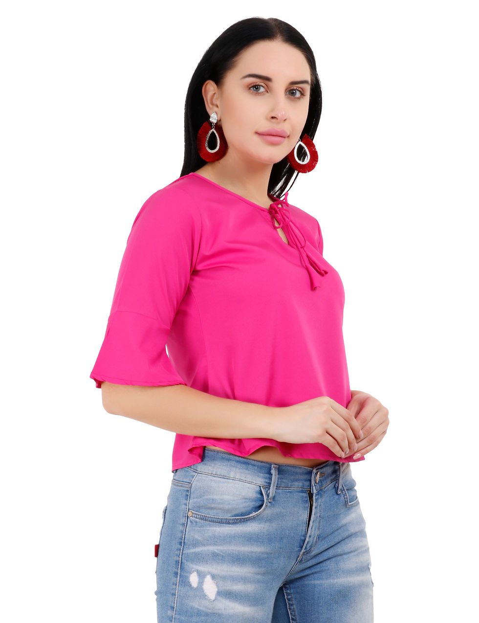 Thumbnail: UNFAKENOW  Casual Bell Sleeve Solid Women Pink Top