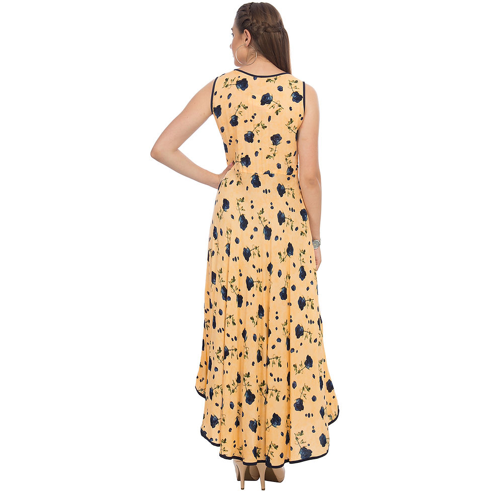 Thumbnail: UNFAKENOW  Women Floral Print Cotton Blend Anarkali Beige Kurta