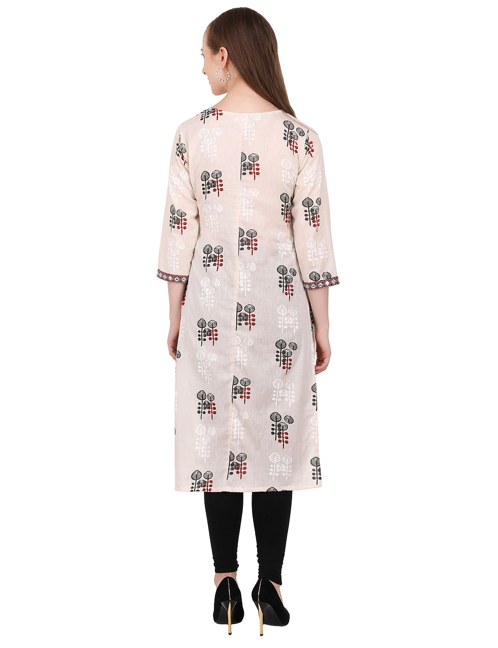 Thumbnail: White A-Line Ethnic Wear Cotton Embroidered Women Kurta
