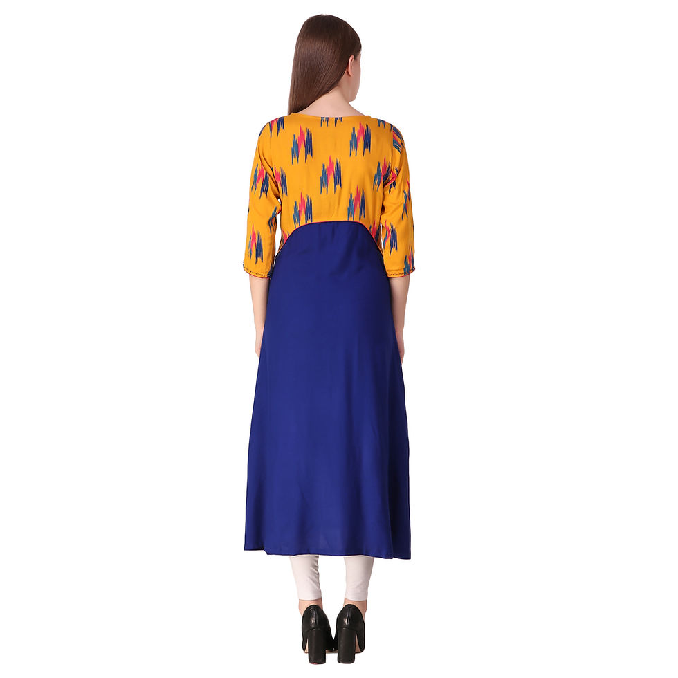 Thumbnail: UNFAKENOW  Women Block Print Cotton Blend Flared Multicolor Kurta