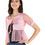 Thumbnail: Women Net Pink Short Sleeve Cotton Crop Shrug Bolero Jacket Cardigan Clothing
