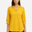 Thumbnail: Women Mustard Yellow Solid V-Neck Three-Quarter Sleeve Casual Tunic Top