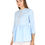 Thumbnail: UNFAKENOW Mirror Embroidered Casual 3/4 Sleeve Solid Women Light Blue Top