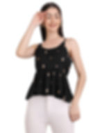 Thumbnail: casual trendy western floral print cotton peplum women tie back sleeveless top