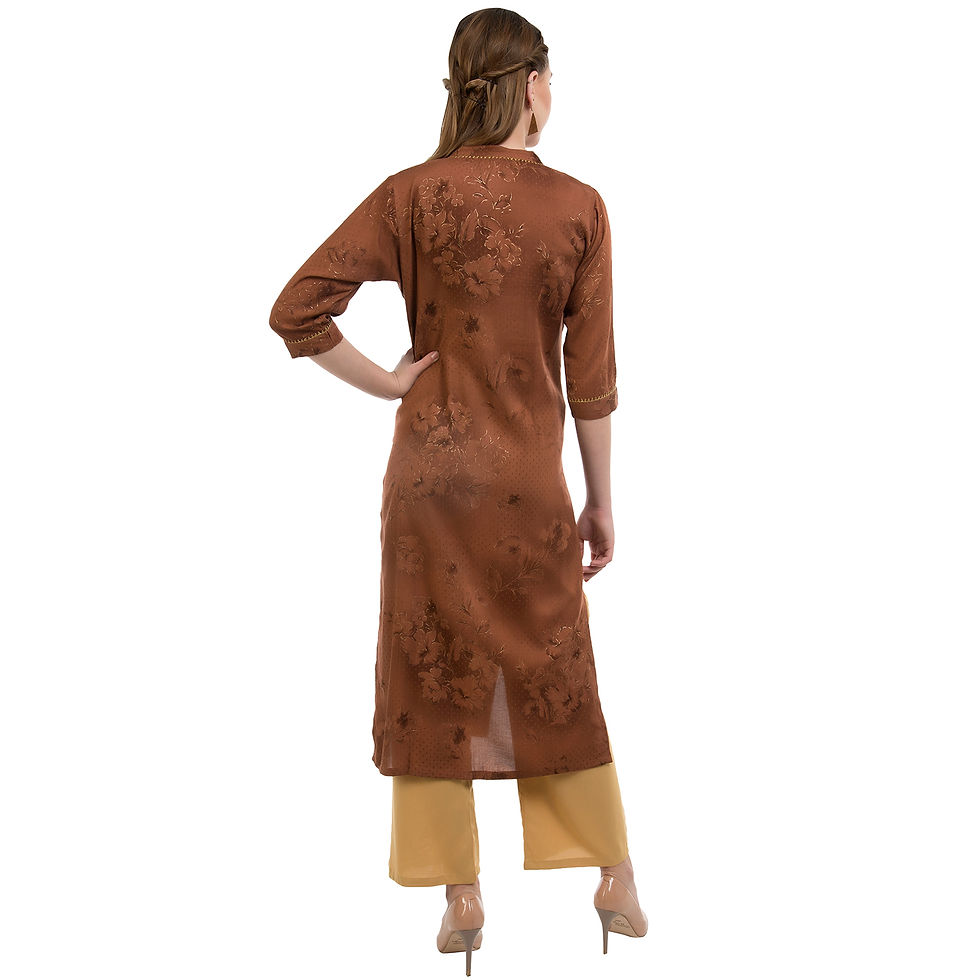Thumbnail: UNFAKENOW  Women Brown Kurta and Palazzo Set Cotton Blend