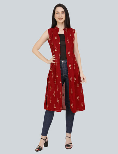 Buy Floral Printed Women Long Sleeveless Shrug Jacket UNFAKENOW