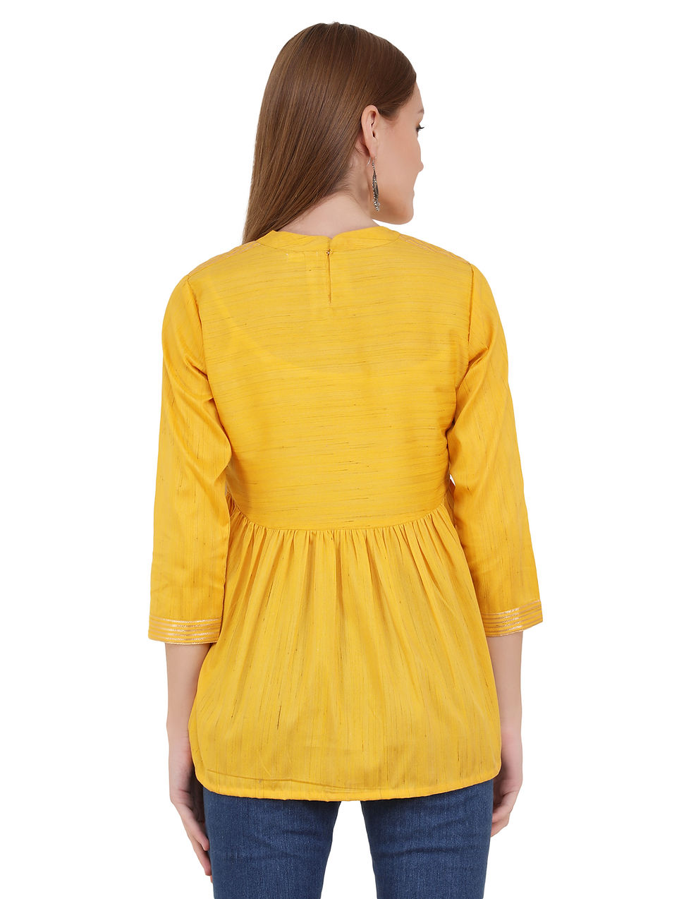 Thumbnail: UNFAKENOW  Casual 3/4 Sleeve Lace Women Yellow Top