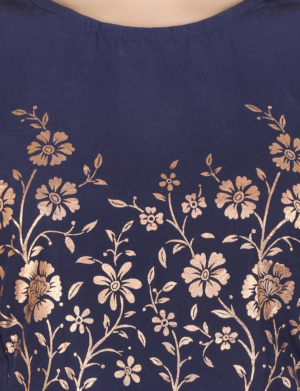 Thumbnail: UNFAKENOW  Casual 3/4 Sleeve Floral Print Women Dark Blue Top