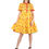 Thumbnail: UNFAKENOW  Women Floral Printed  Gathered Yellow Cotton Dress