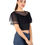 Thumbnail: women stylish ethnic sheer net cute pearl embellish western crop cape blue top