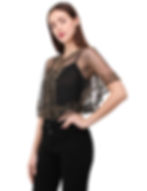 Thumbnail: Black Net Sequence Embellished Jacket Style Women Cape Shrug