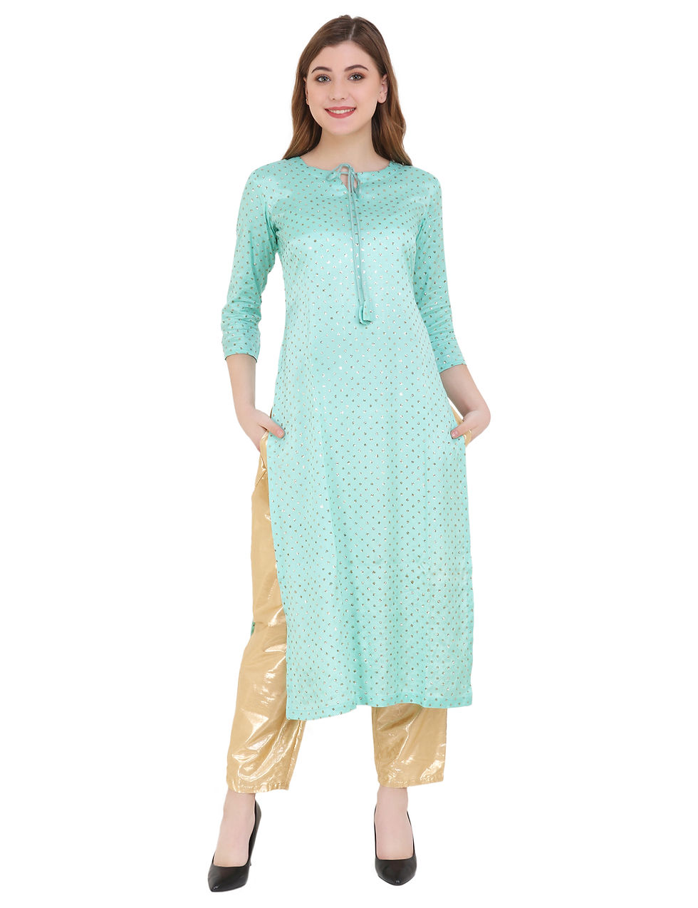 Thumbnail: UNFAKENOW  Women Kurta and Palazzo Set Cotton Viscose Blend
