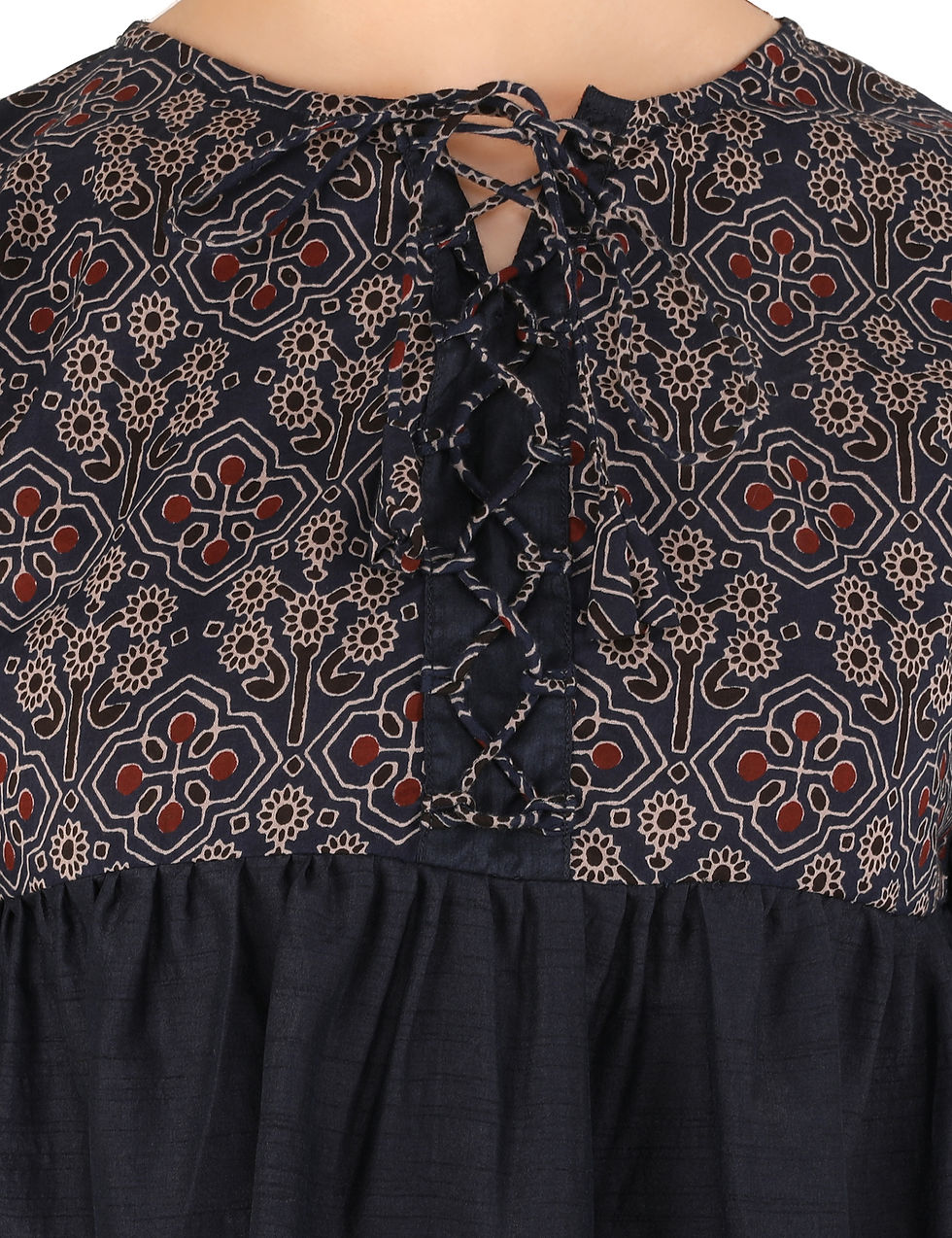 Thumbnail: ladies western casual going out plus size trendy floral printed blue peplum top