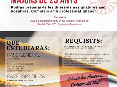 Ets gitana o gitano, tens 25 anys o més i vols estudiar en la universitat?