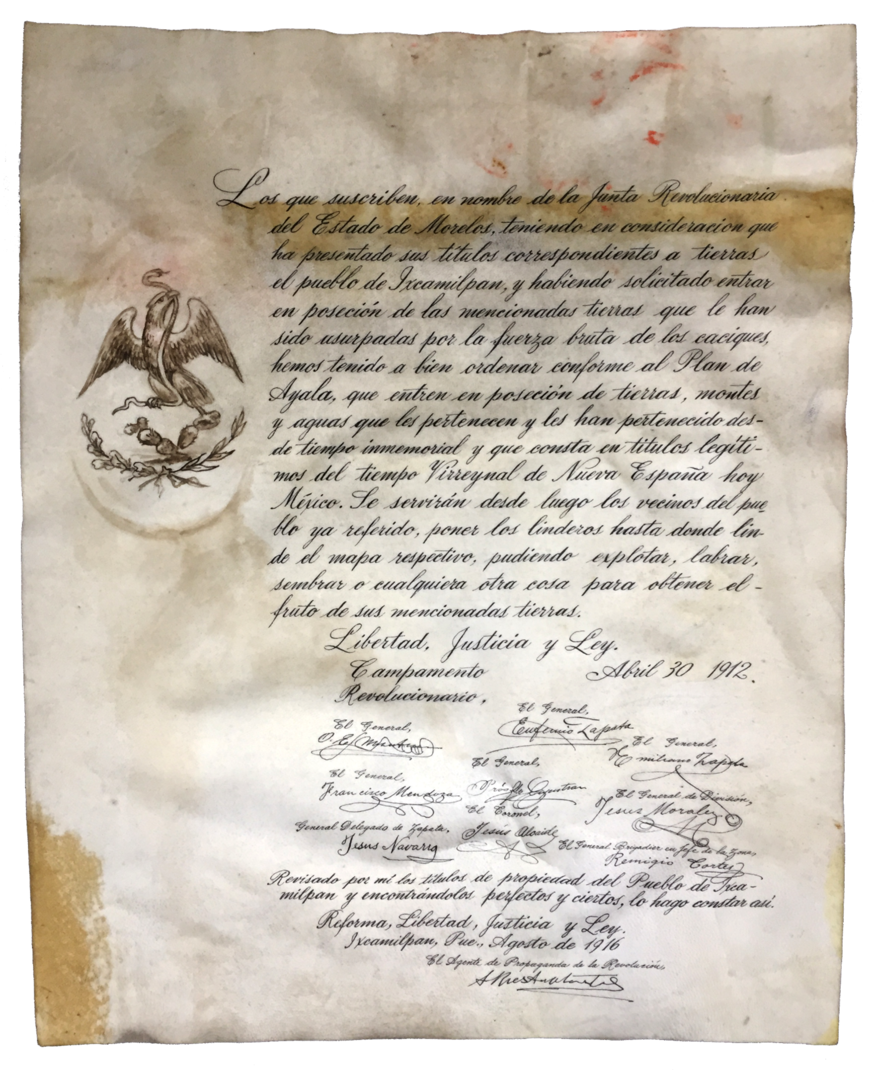 Pergamino basado en el Plan de Ayala