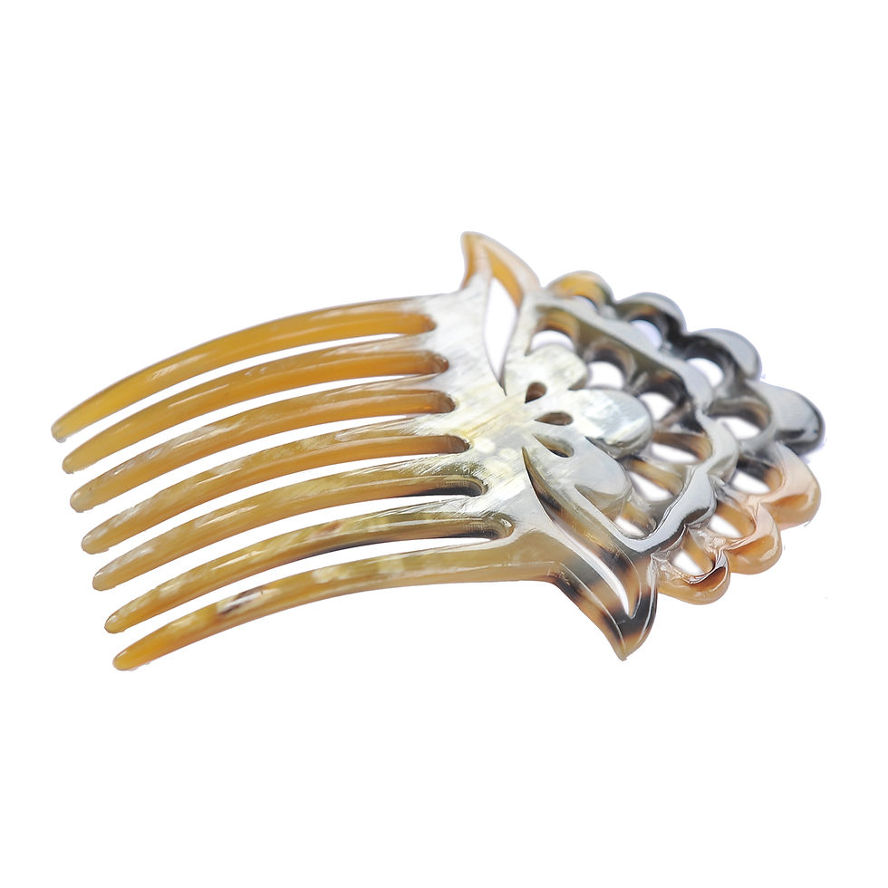Miniature : Épingle à cheveux artisanale en corne – Lotus raffiné à 7 dents, cadeau HA0243