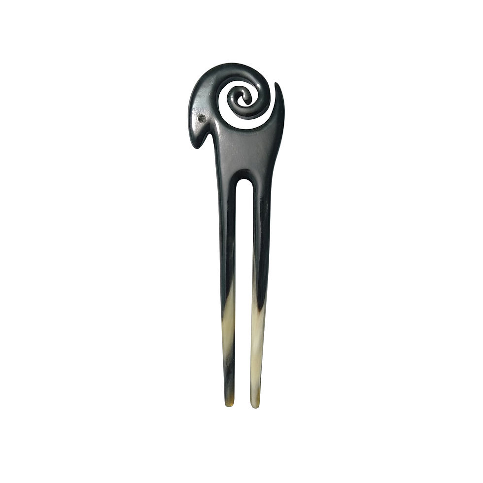 Miniature : Épingle à cheveux artisanale en corne – Bélier noir HA0291B