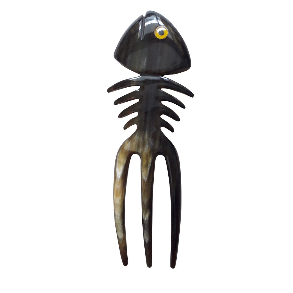 Miniature : Épingle à cheveux artisanale en corne noire – Arêtes de poisson HA0154_EU