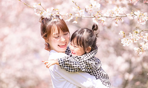 桜と親子