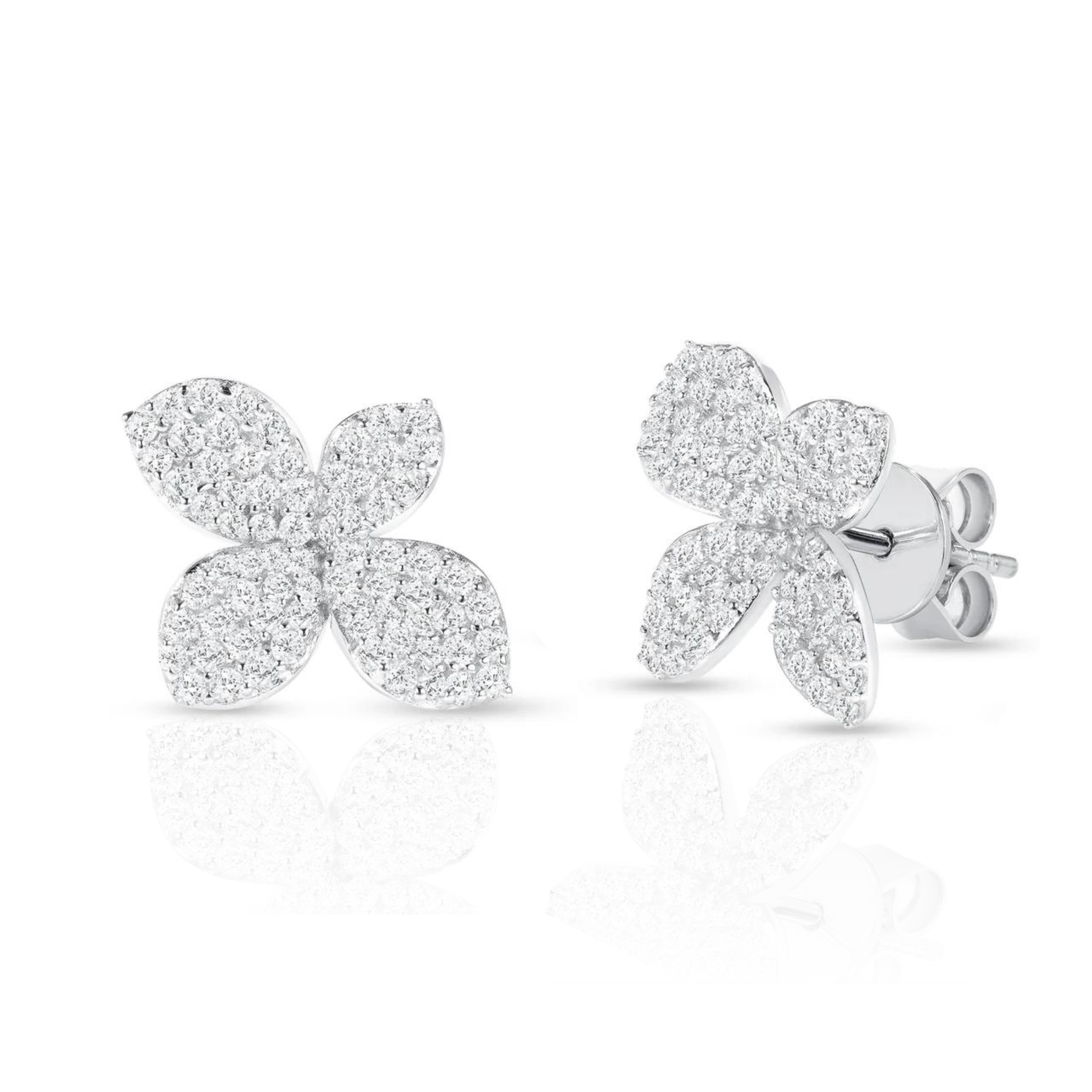 Pavé CZ Diamond Flower Earrings