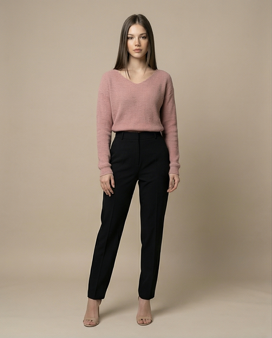 Miniatura: Blusa decote V rosa bebê