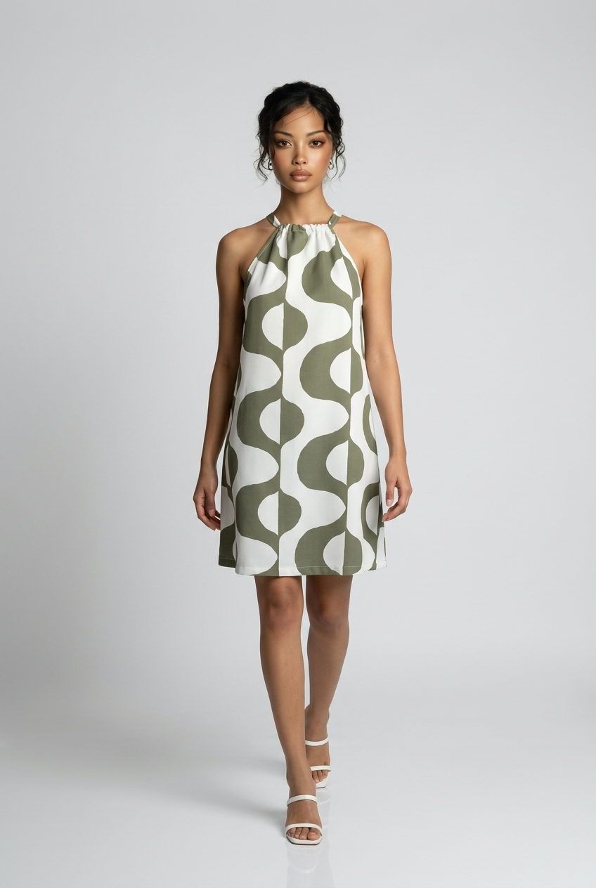 Vestido verde estampado