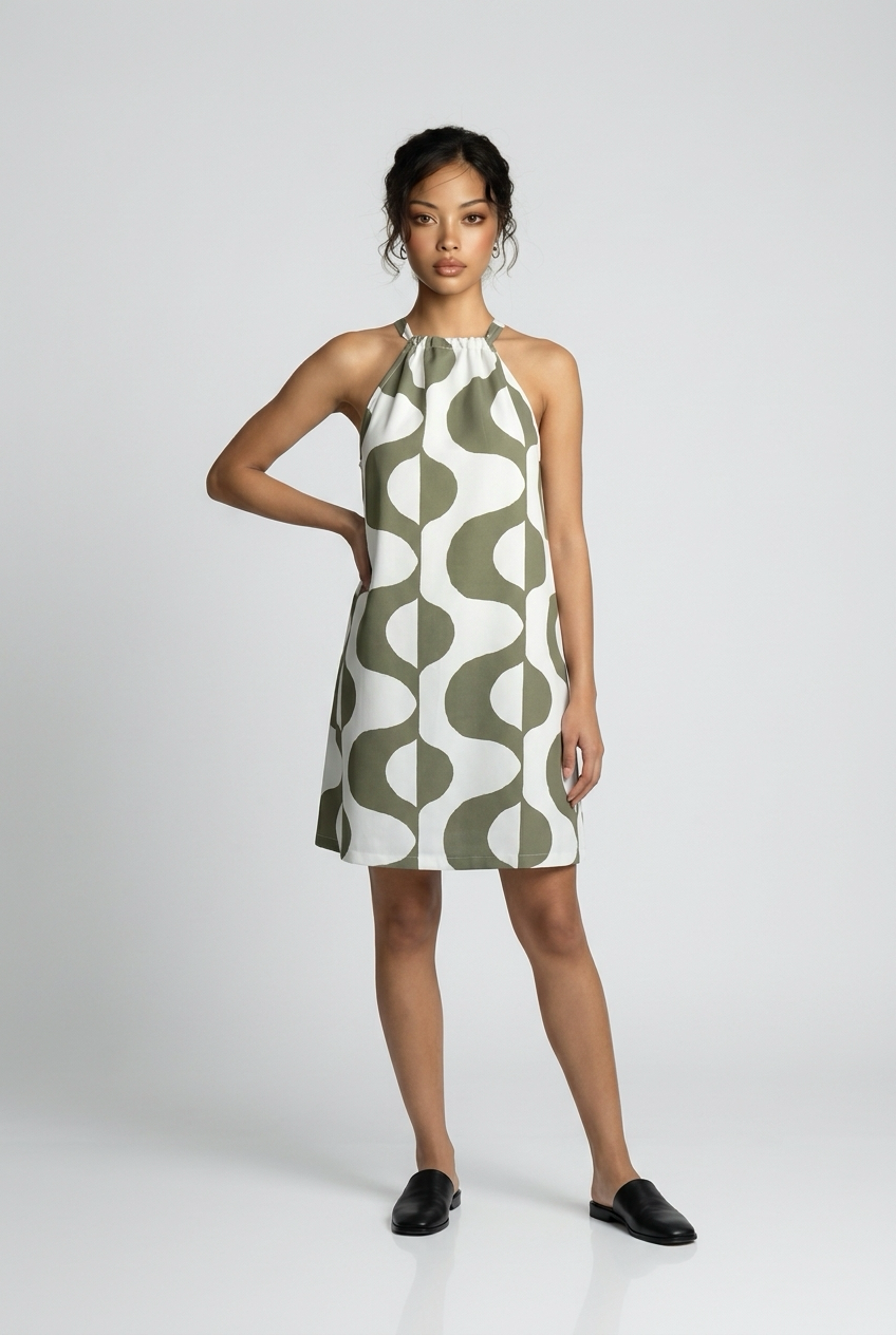 Miniatura: Vestido verde estampado