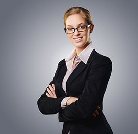Smiling businesswoman posing for headshot: Promotion