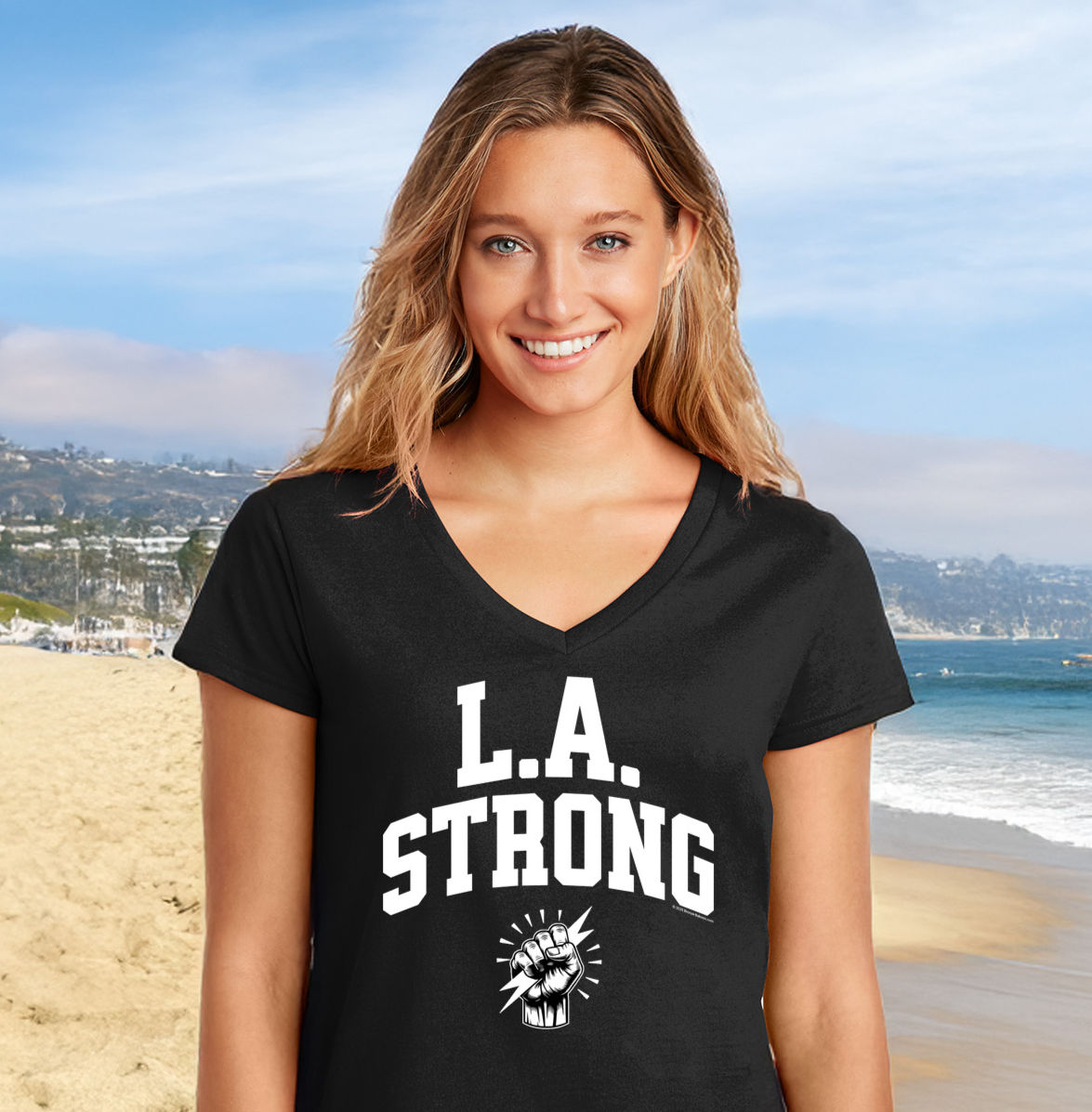 "L.A. Strong" women's v-neck t-shirts. 1 bought, 1 donated.
