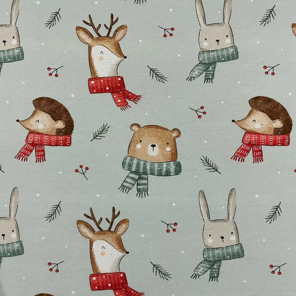 Jersey mit Tieren, die einen Schal tragen, Ansicht von oben