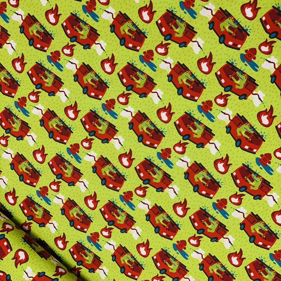 grüner Baumwolljersey für Feuerwehrfans