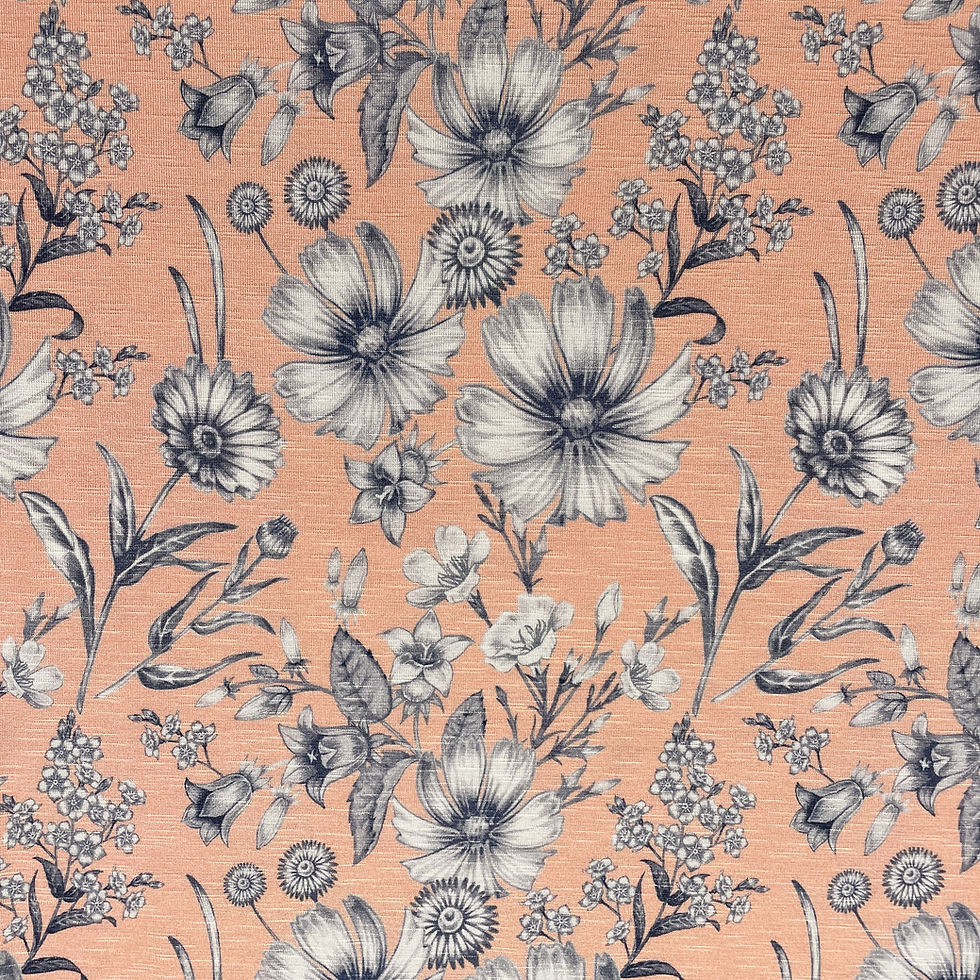 Miniaturbild: Viskose-Jersey in pastell-aprikot mit Blumenmuster, Ansicht von oben