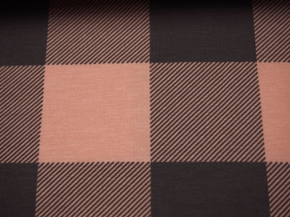 altrosa-grauer Karo Jersey Nahaufnahme