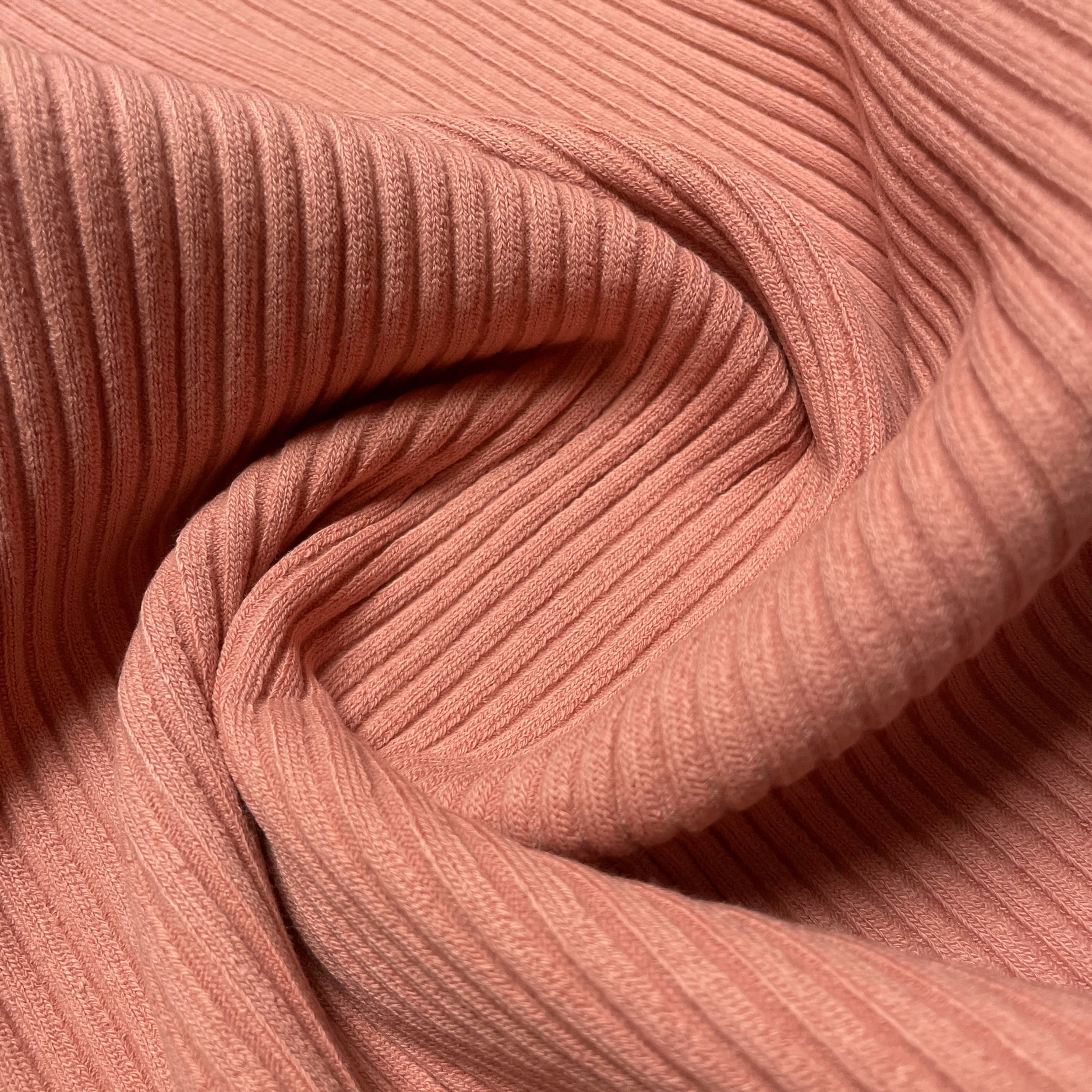 Grobrippbündchen in dunklem Lachsrosa