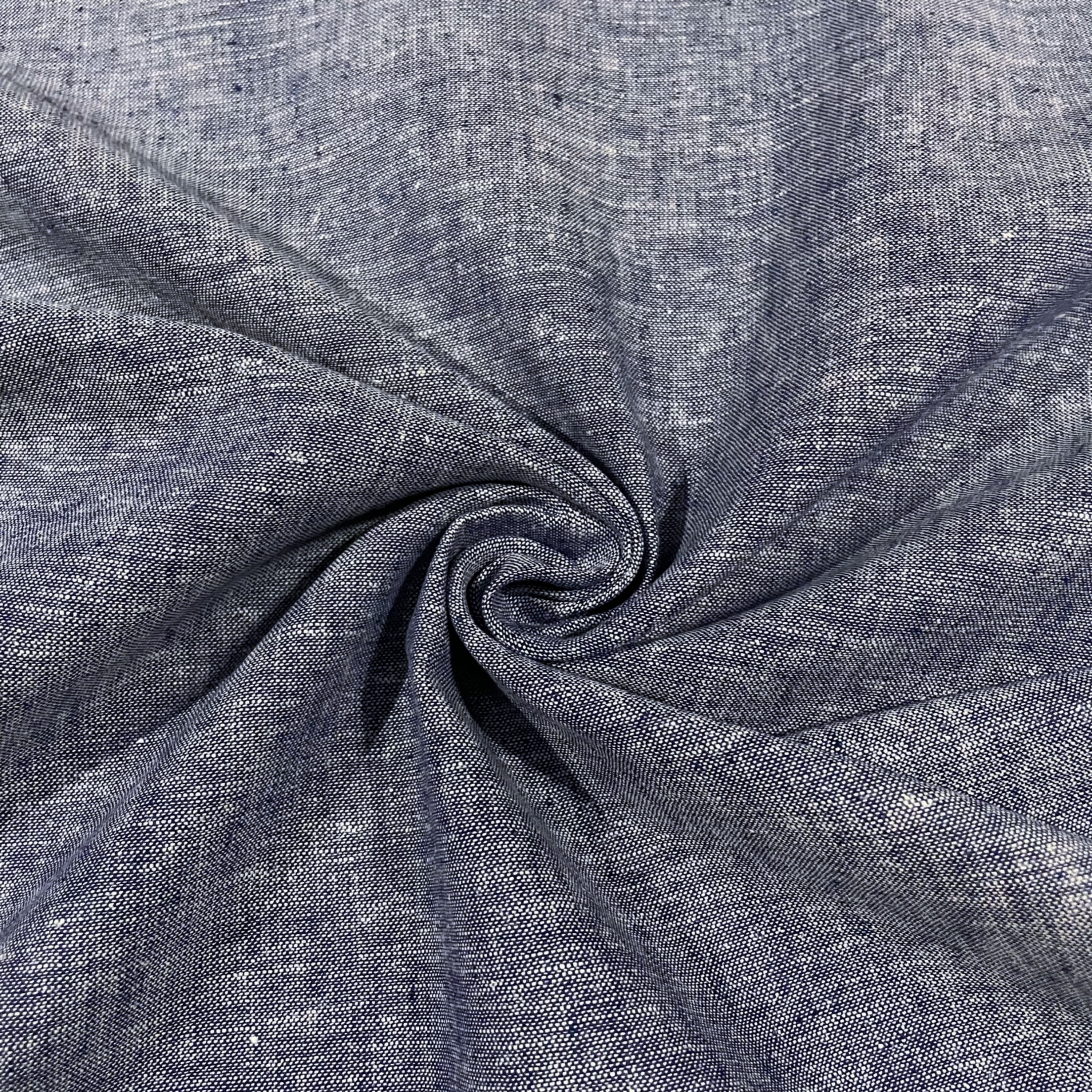 Leinen-Baumwolle in dunklem Jeansblau meliert, Struktur