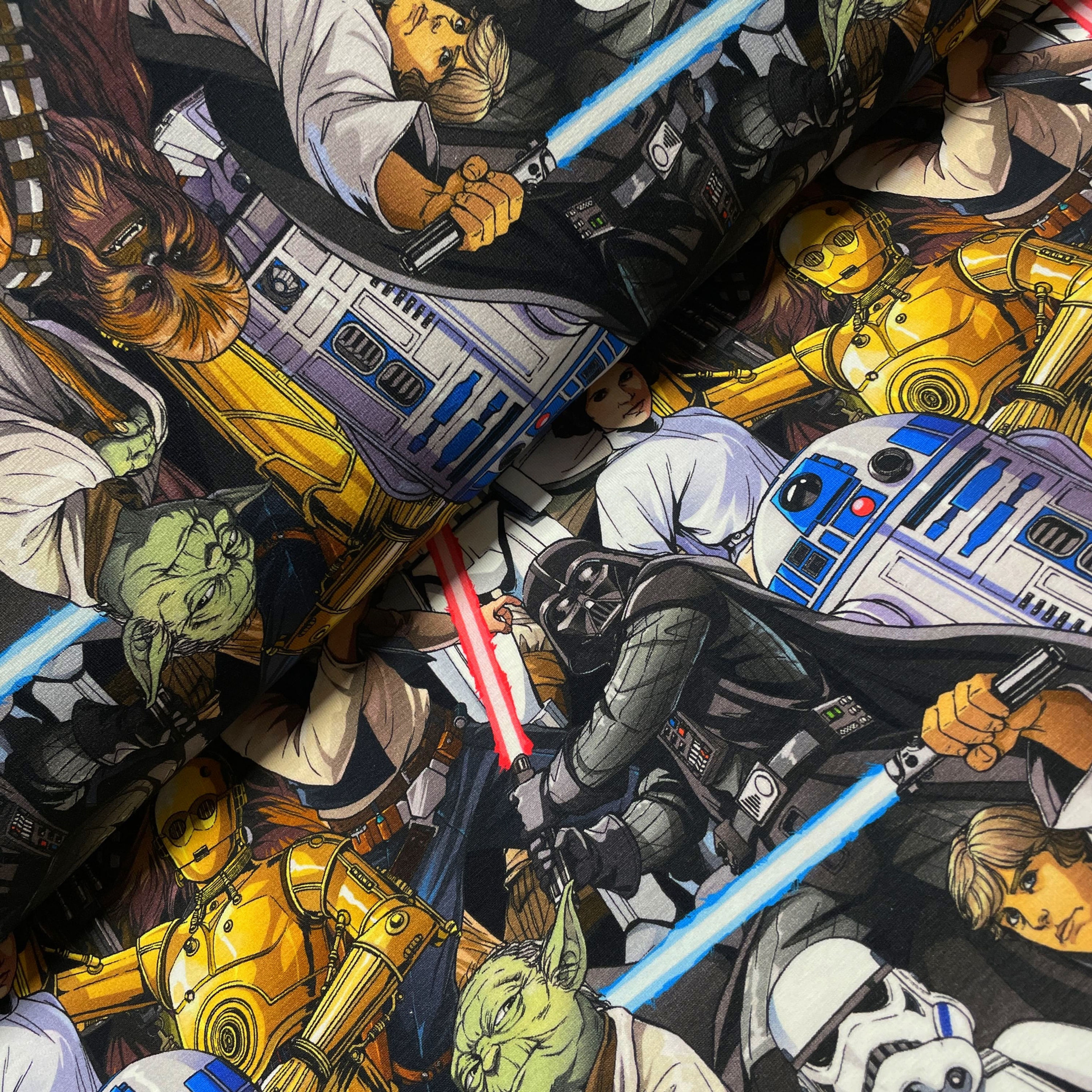 Jersey mit Star Wars, auf dem Stoffballen