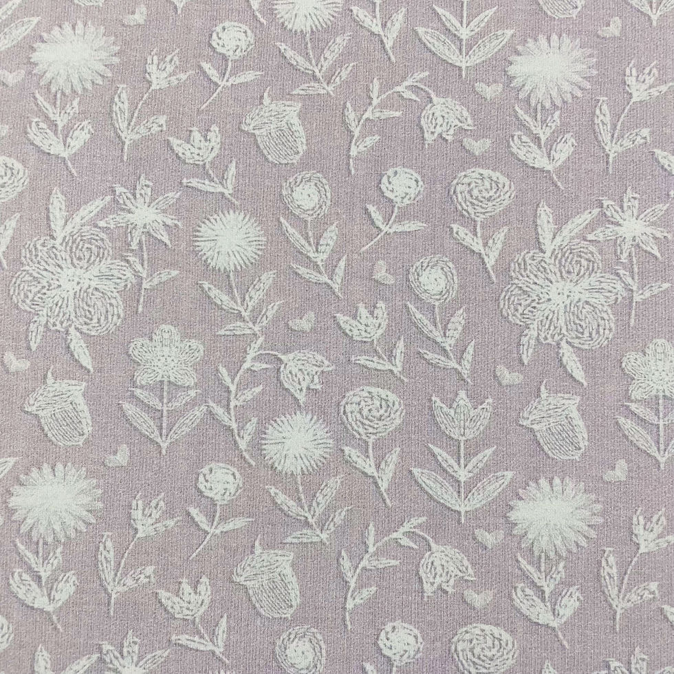 French-Terry mit gedruckten Stickblumen, Ansicht von oben