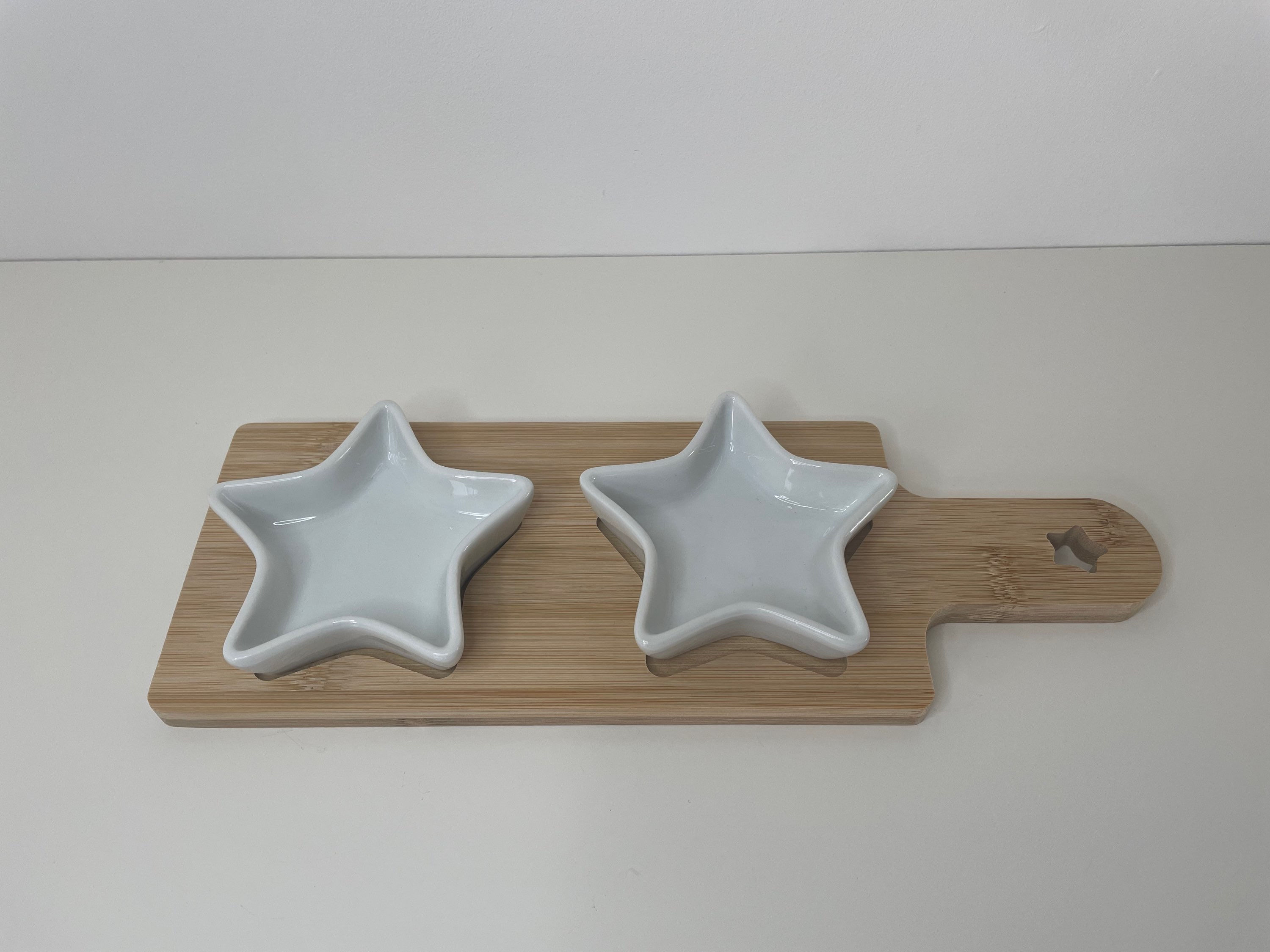 Wooden Tray with 2 Star Dishes