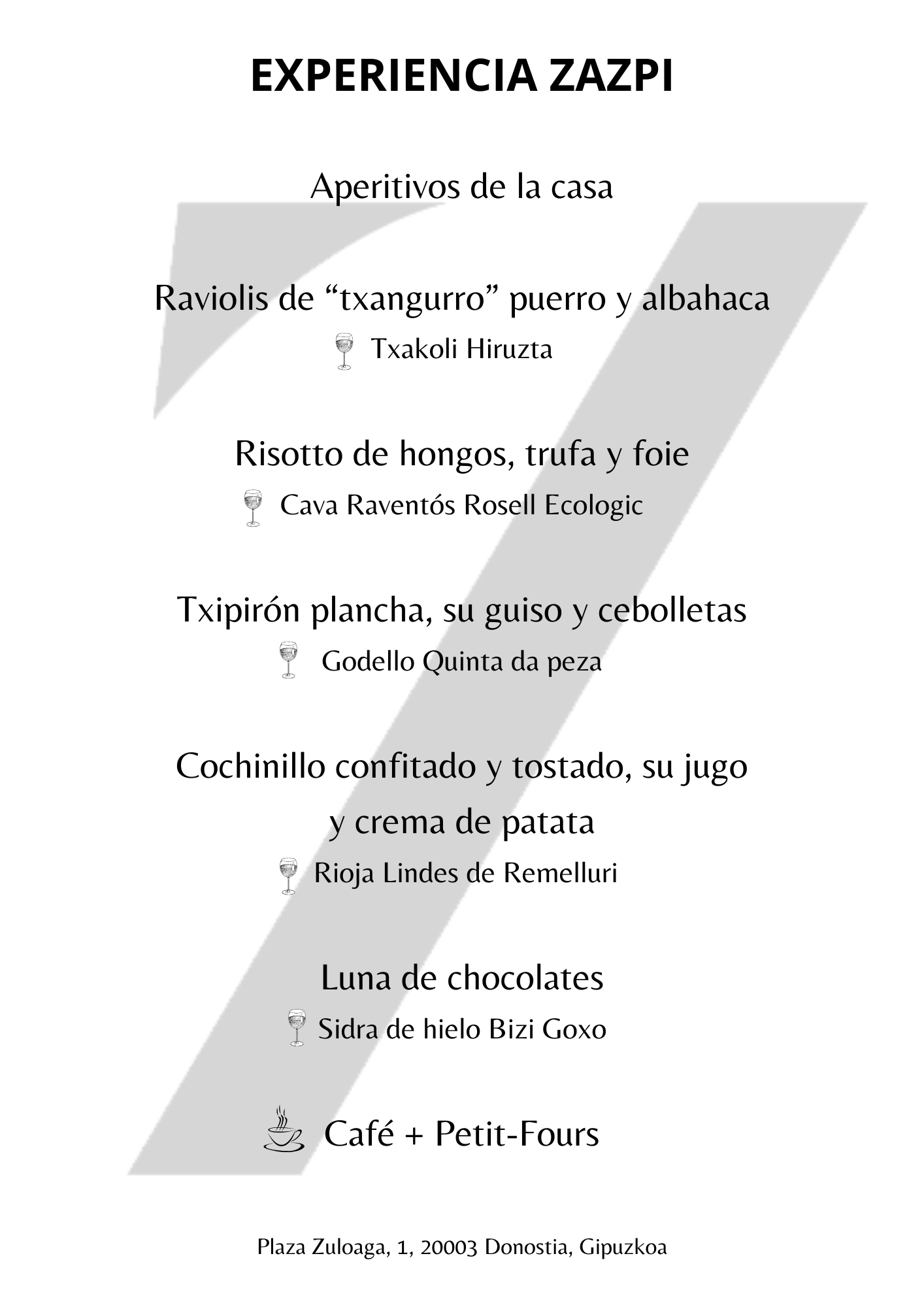 Menú Experiencia Zazpi STM