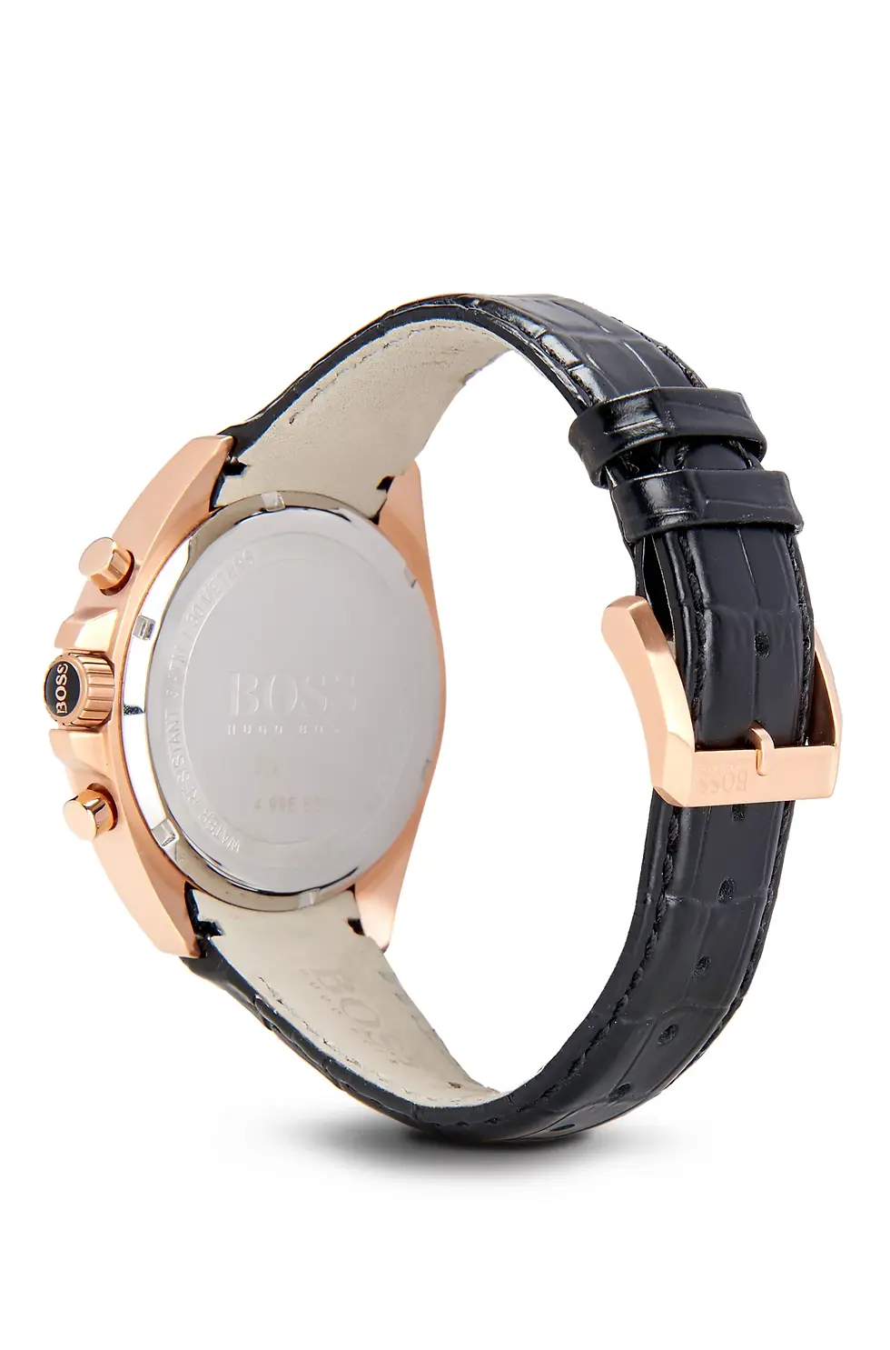 Thumbnail: Mens Hugo Boss HB1513092 Leather Black/Gold Chronograph Watch