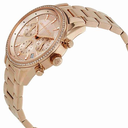 Michael Kors Ladies Ritz Rose Gold Chronograph Watch MK6357
