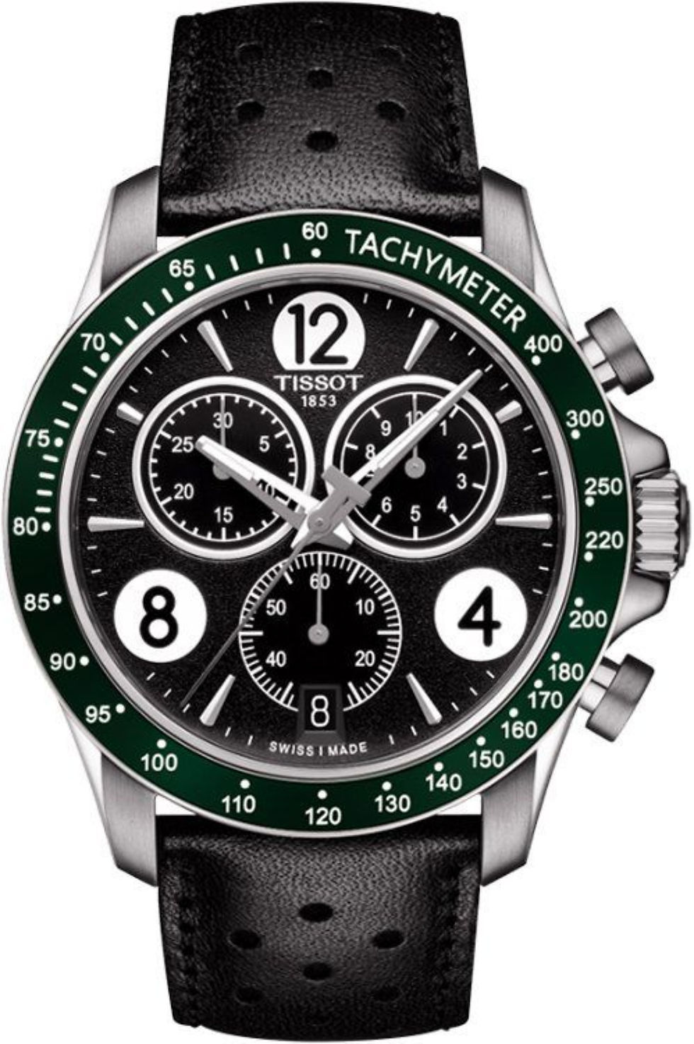 Mens Tissot V8 Chronograph Black/Green Leather Watch T106.417.16.057.00