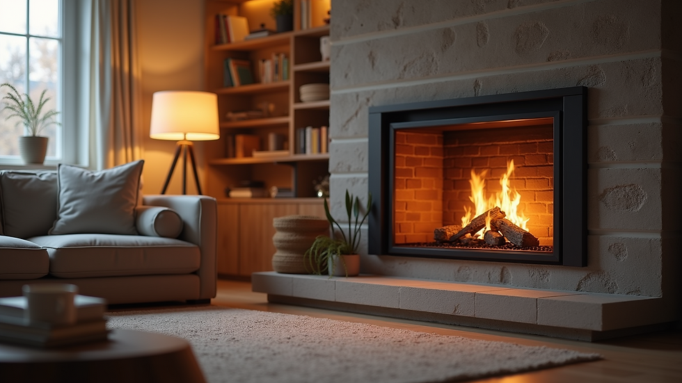 Eye-level view of a gas fireplace with an oxygen-depletion sensor installed