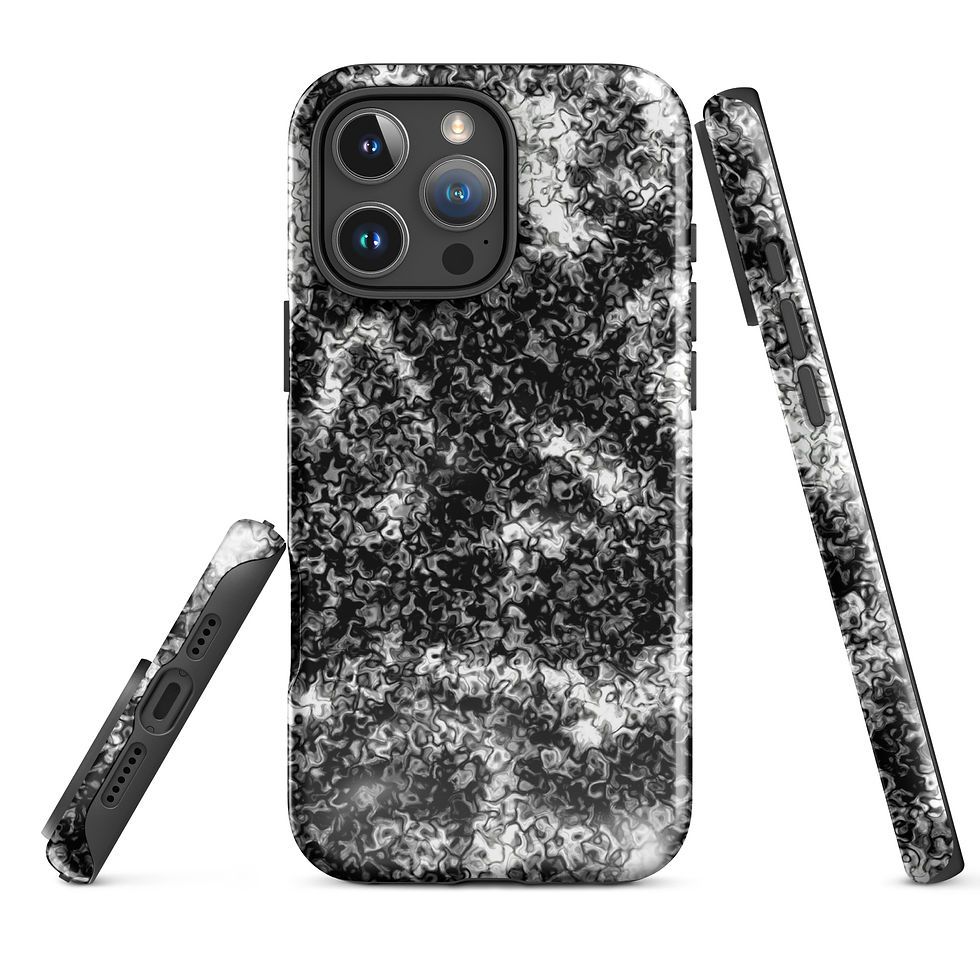 Black and white satin ripples tough iPhone case by Miranda Sketch Art
