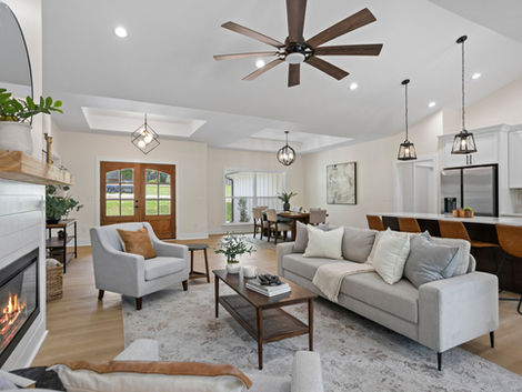Open concept living room and kitchen inside 9 Dahlgreen
