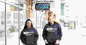 Two mothers who started a podcast walking together