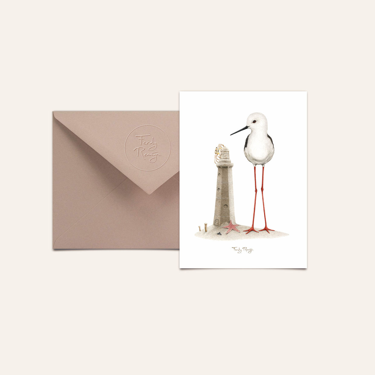 Ansichtkaart vuurtoren incl. envelop